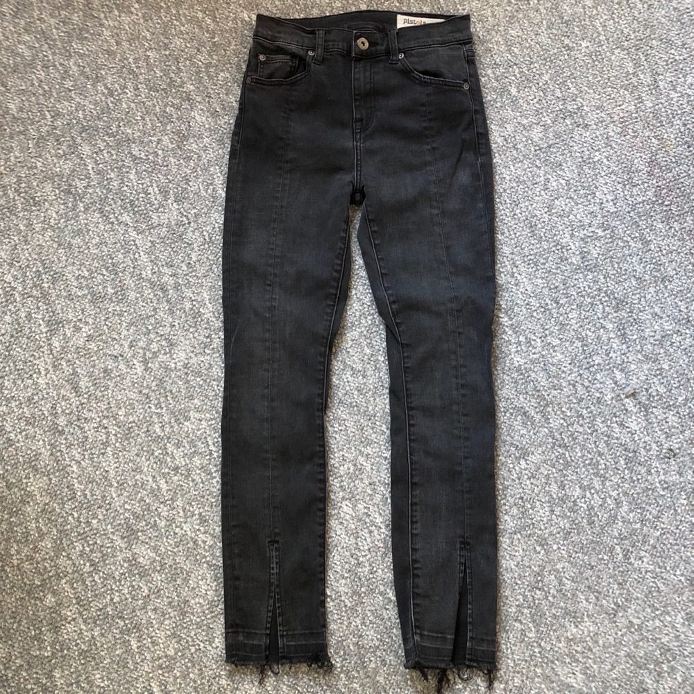 Pistola split hem black denim skinny jeans Size 25
